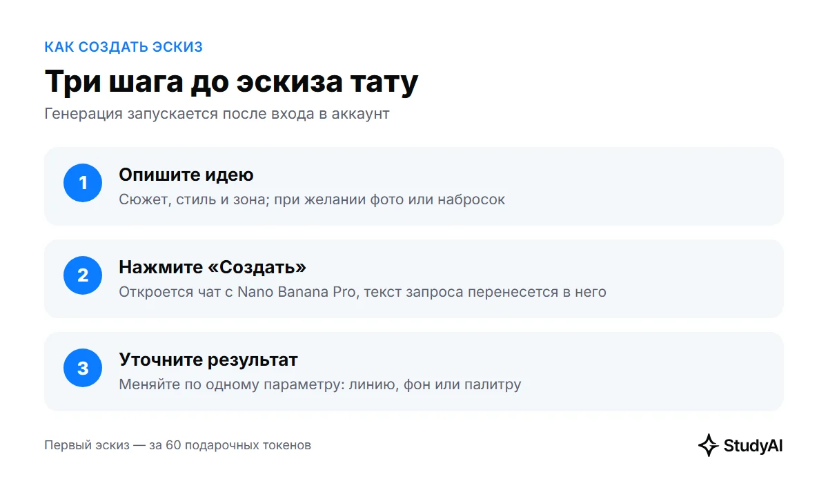 Три шага до эскиза тату