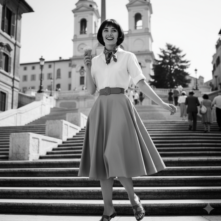 Сгенерировать фото или селфи в стиле фильма "Римские каникулы"