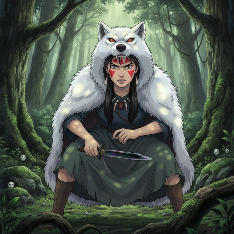 Сгенерировать фото или селфи в стиле фильма "Принцесса Мононоке"