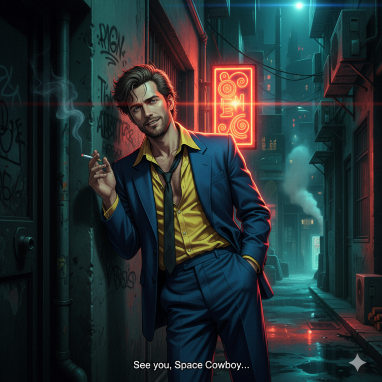 Сгенерировать фото или селфи в стиле фильма "Ковбой Бибоп: Достучаться до небес"