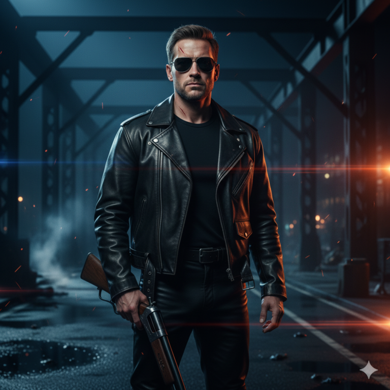 Сгенерировать фото или селфи в стиле фильма "Терминатор 2: Судный день"