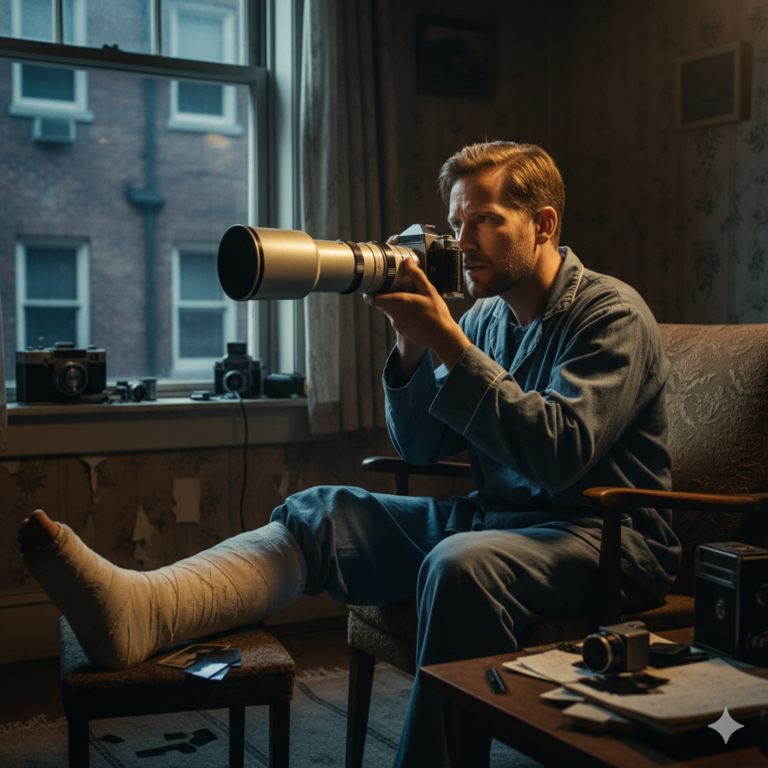 Сгенерировать фото или селфи в стиле фильма "Окно во двор"