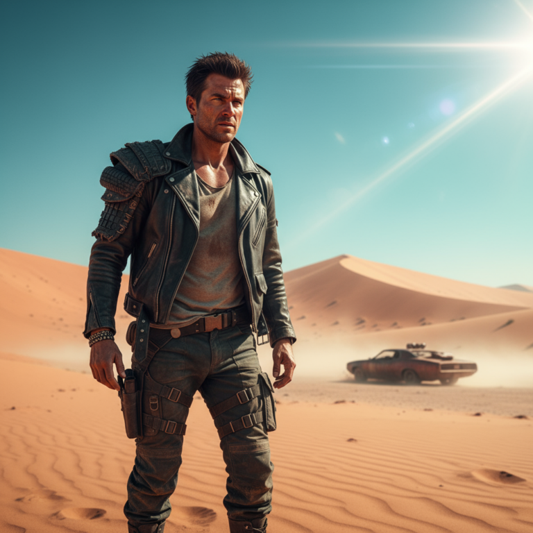 Сгенерировать фото или селфи в стиле фильма "Безумный Макс: Дорога ярости"