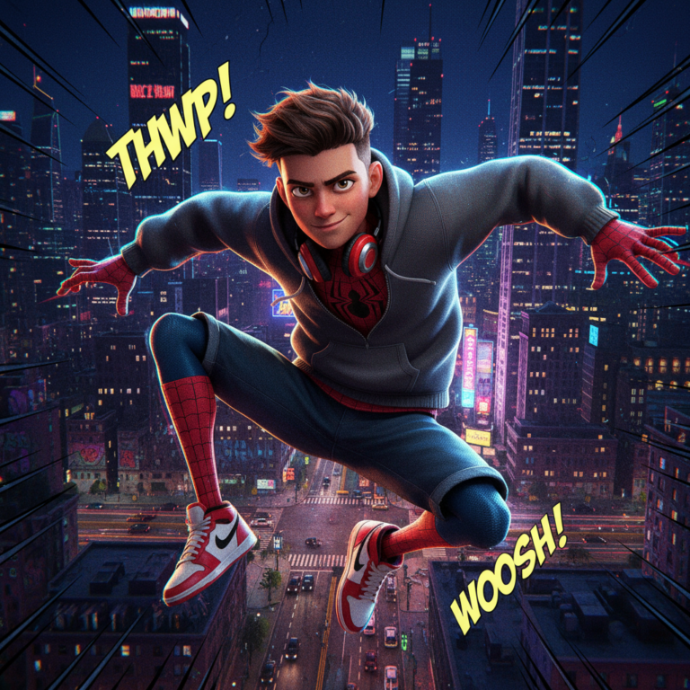 Сгенерировать фото или селфи в стиле персонажа "Человек-паук: Через вселенные"