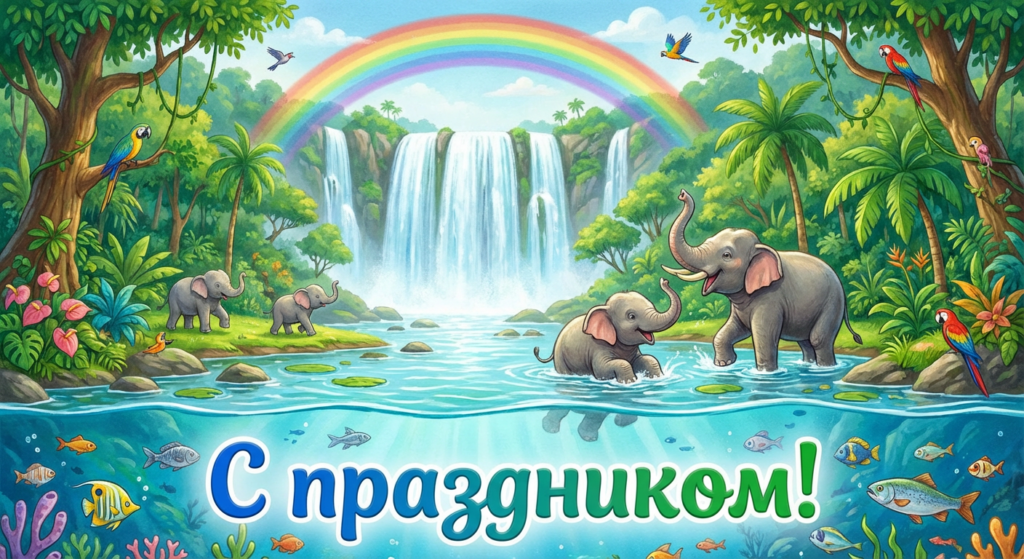 Создать открытку-картинку с поздравлением на Всемирный день водных ресурсов с помощью нейросети