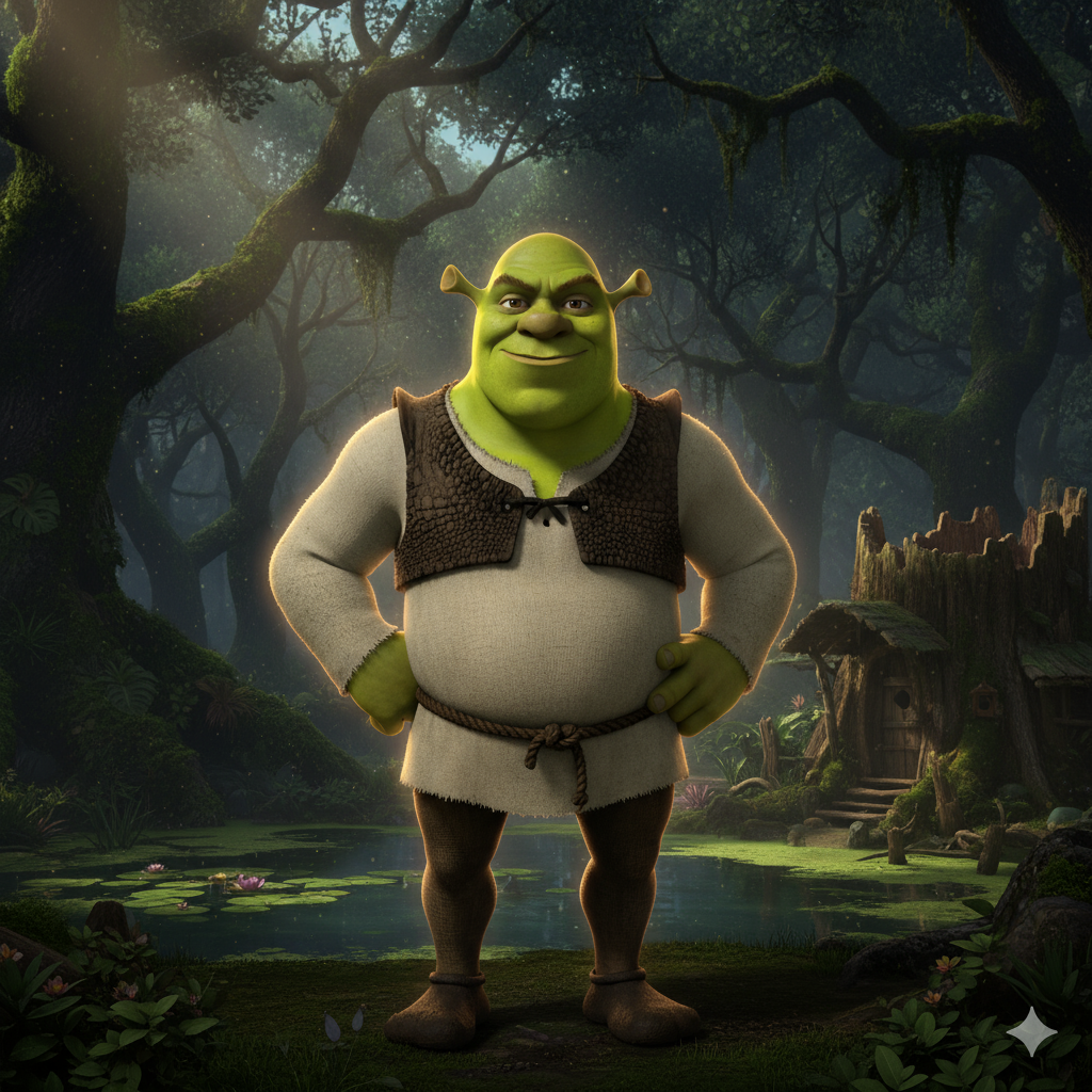 Сгенерировать фото или селфи в стиле персонажа "Шрек"