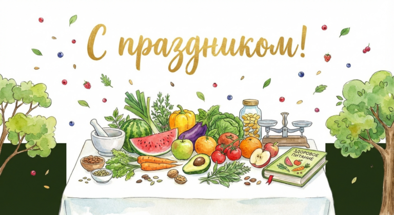 Создать открытку-картинку с поздравлением на День нутрициолога с помощью нейросети