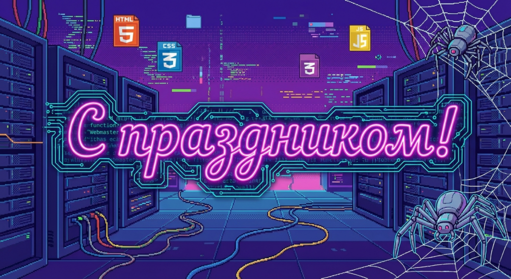 Создать открытку-картинку с поздравлением на День веб-мастера с помощью нейросети