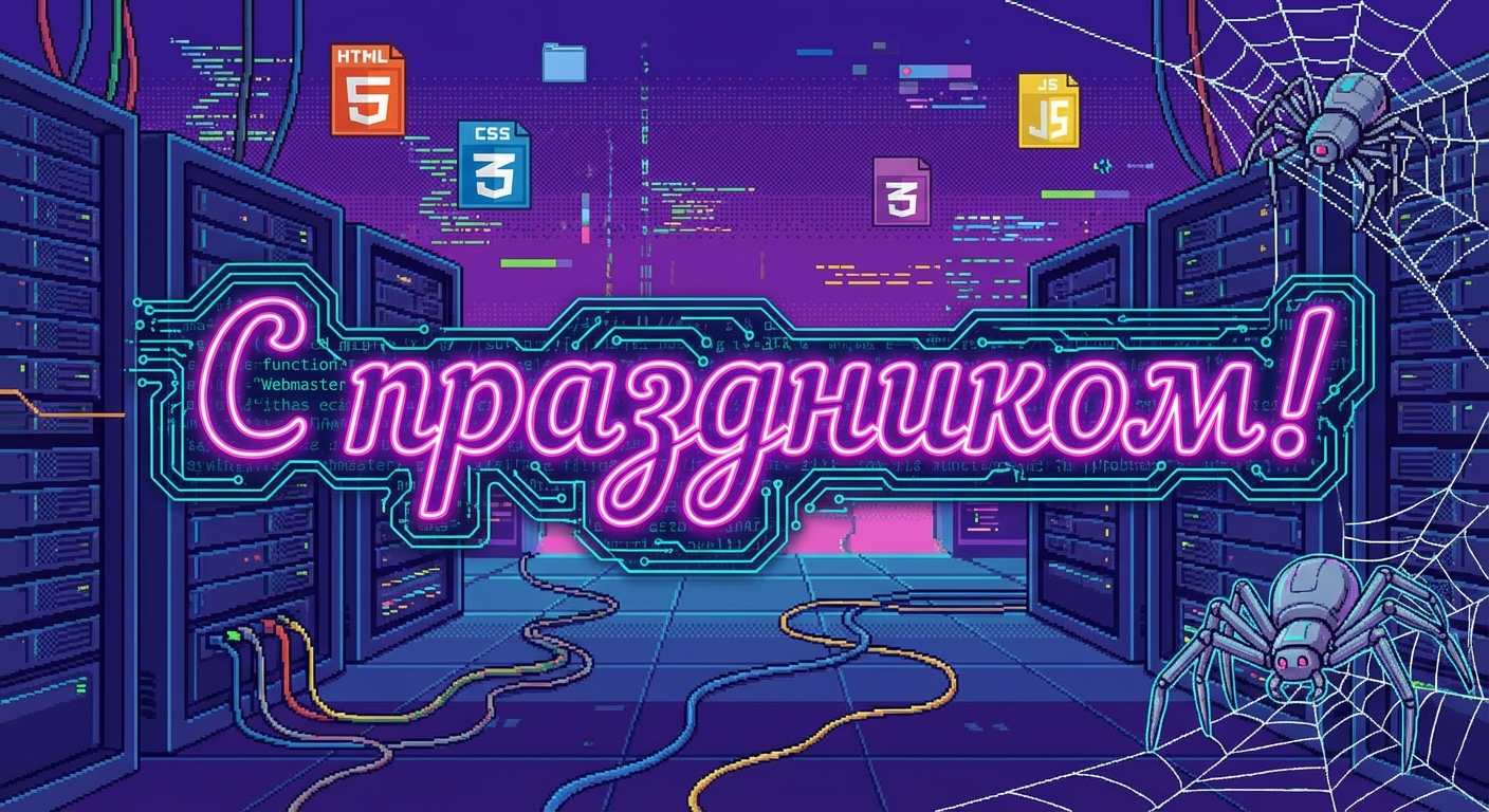 Создать открытку-картинку с поздравлением на День веб-мастера с помощью нейросети