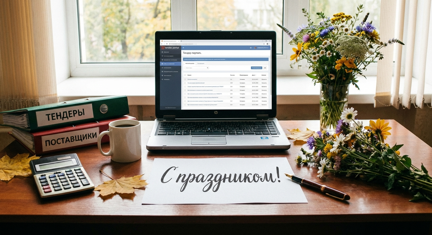 Создать открытку-картинку с поздравлением на День закупщика и тендерного специалиста с помощью нейросети