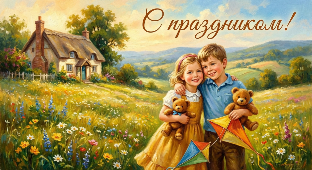 Создать открытку-картинку с поздравлением на День братьев и сестер с помощью нейросети