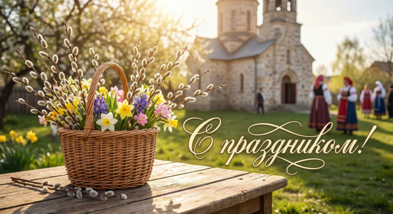 Создать открытку-картинку с поздравлением на Лазарева суббота с помощью нейросети