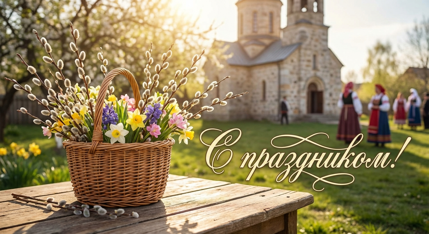 Создать открытку-картинку с поздравлением на Лазарева суббота с помощью нейросети