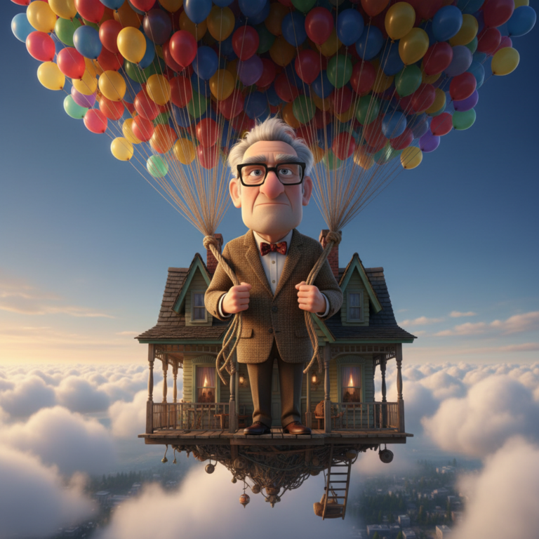 Сгенерировать фото или селфи в стиле персонажа "Вверх"