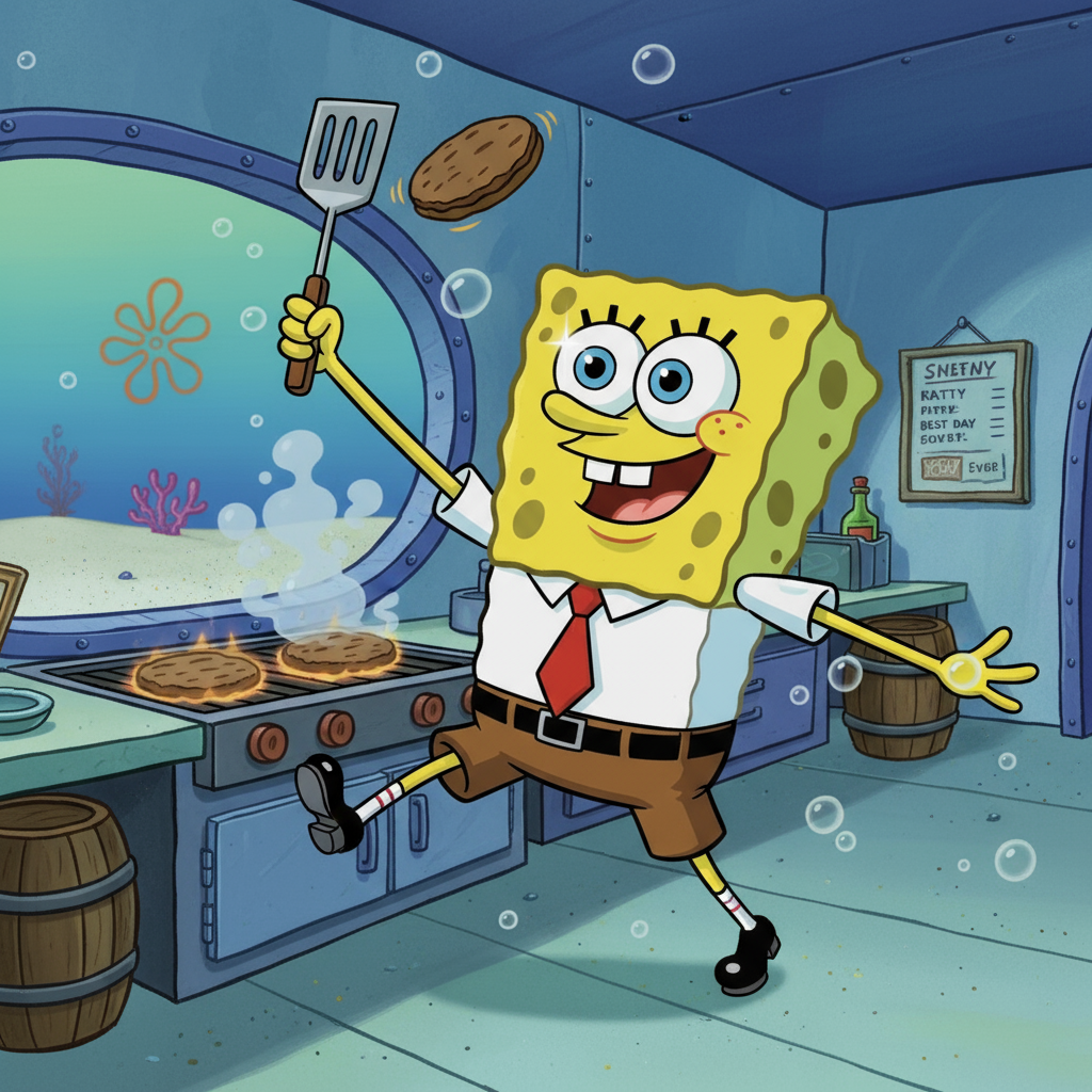 Сгенерировать фото или селфи в стиле персонажа «Губка Боб Квадратные Штаны»