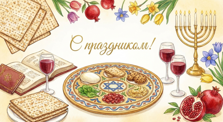 Создать открытку-картинку с поздравлением на Песах с помощью нейросети