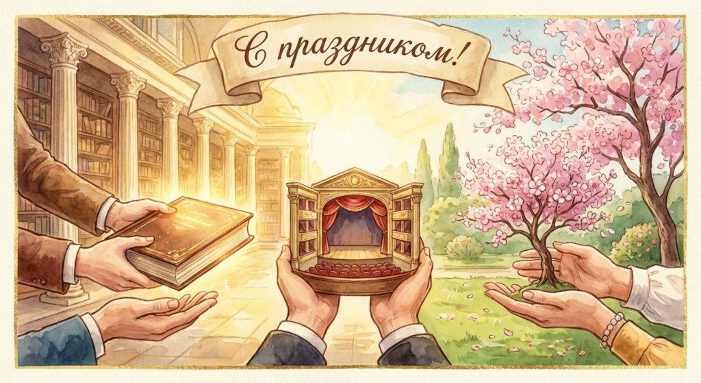 Создать открытку-картинку с поздравлением на День мецената и благотворителя с помощью нейросети