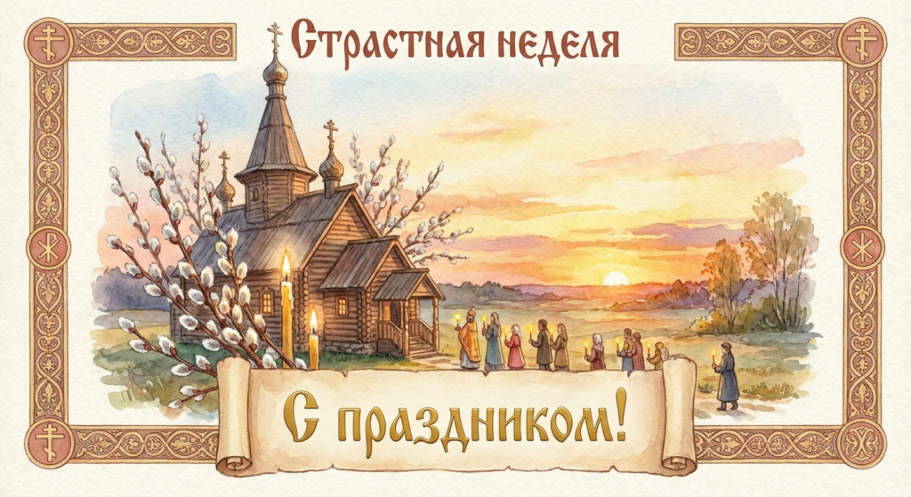 Создать открытку-картинку с поздравлением на Страстная неделя с помощью нейросети