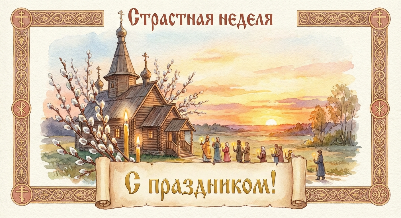 Создать открытку-картинку с поздравлением на Страстная неделя с помощью нейросети