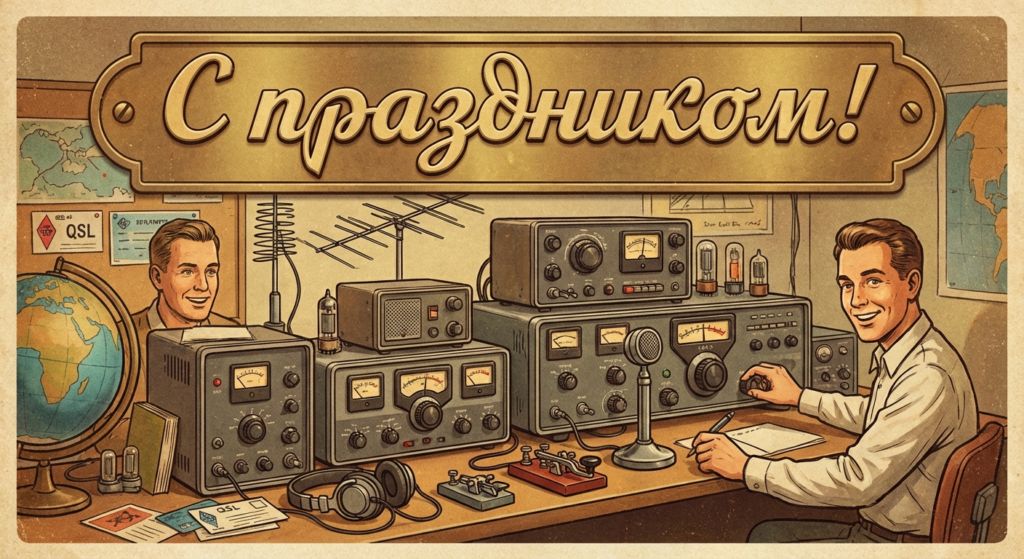 Создать открытку-картинку с поздравлением на Всемирный день радиолюбителя с помощью нейросети
