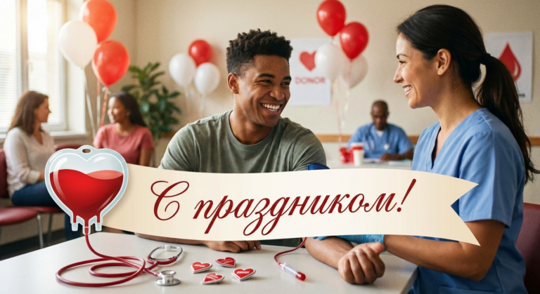 Создать открытку-картинку с поздравлением на Национальный день донора с помощью нейросети