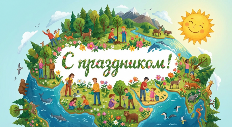 Создать открытку-картинку с поздравлением на День Земли с помощью нейросети