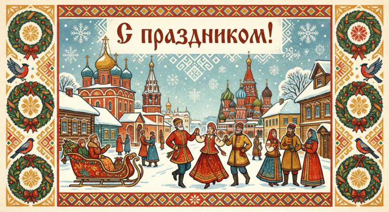 Создать открытку-картинку с поздравлением на Васильев день с помощью нейросети