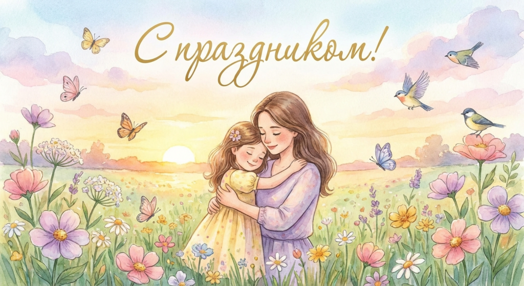 Создать открытку-картинку с поздравлением на День дочери с помощью нейросети