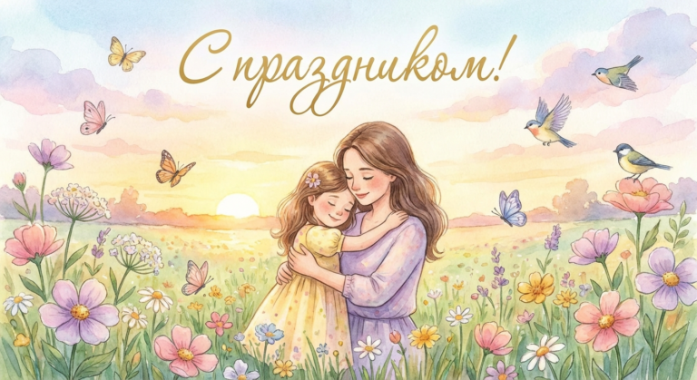 Создать открытку-картинку с поздравлением на День дочери с помощью нейросети