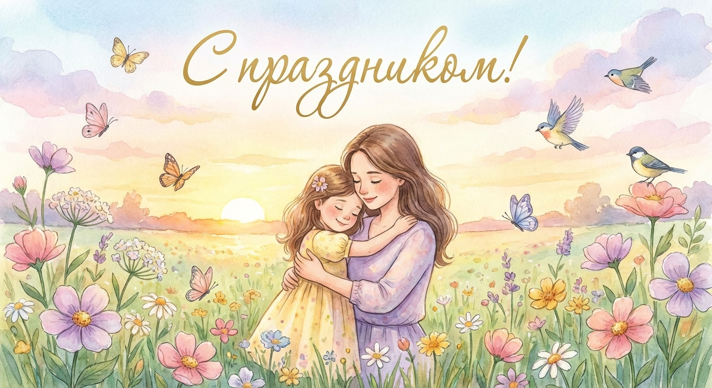 Создать открытку-картинку с поздравлением на День дочери с помощью нейросети