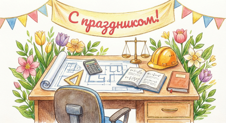 Создать открытку-картинку с поздравлением на День сметчика с помощью нейросети