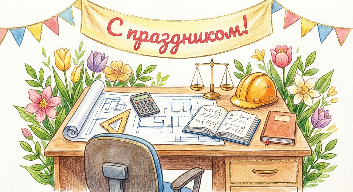 Создать открытку-картинку с поздравлением на День сметчика с помощью нейросети