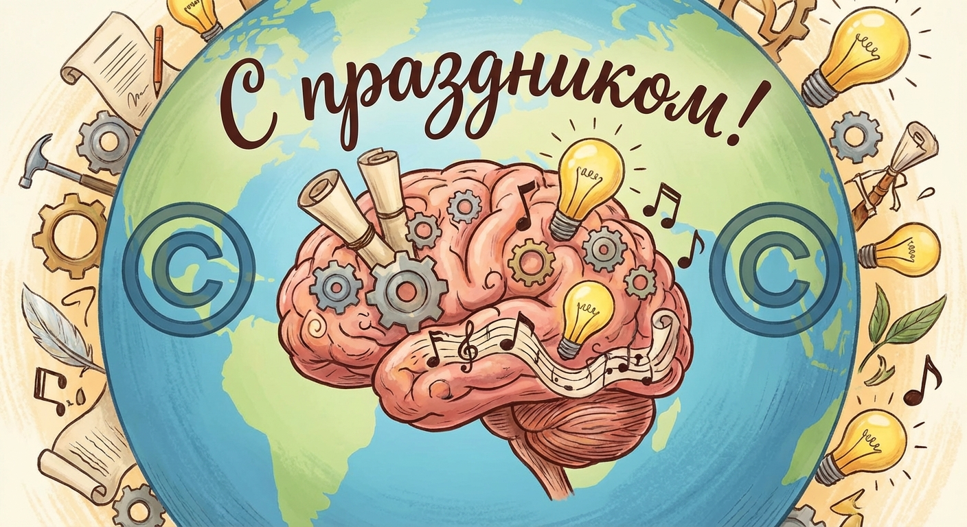 Создать открытку-картинку с поздравлением на Международный день интеллектуальной собственности с помощью нейросети