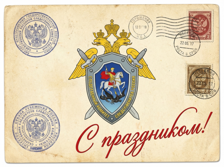 Создать открытку-картинку с поздравлением на День образования Следственного комитета с помощью нейросети
