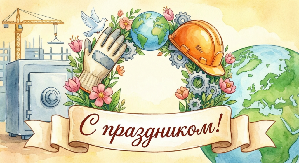 Создать открытку-картинку с поздравлением на Всемирный день охраны труда с помощью нейросети