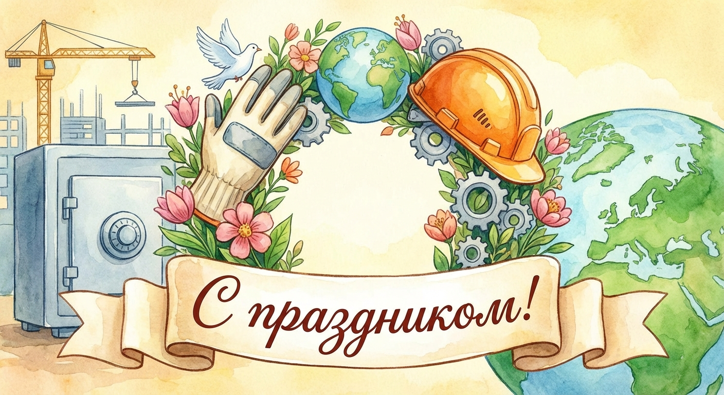 Создать открытку-картинку с поздравлением на Всемирный день охраны труда с помощью нейросети