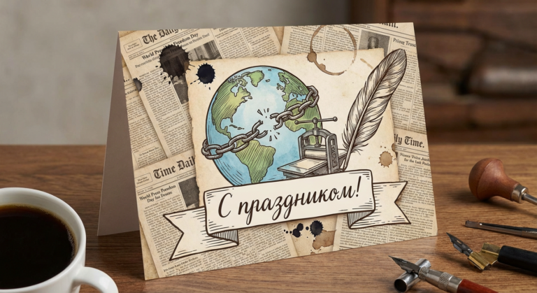 Создать открытку-картинку с поздравлением на Всемирный день свободы печати с помощью нейросети