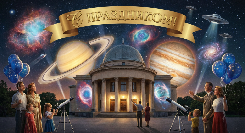 Создать открытку-картинку с поздравлением на Международный день планетариев с помощью нейросети