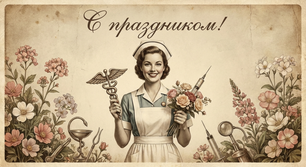 Создать открытку-картинку с поздравлением на Международный день медицинской сестры с помощью нейросети