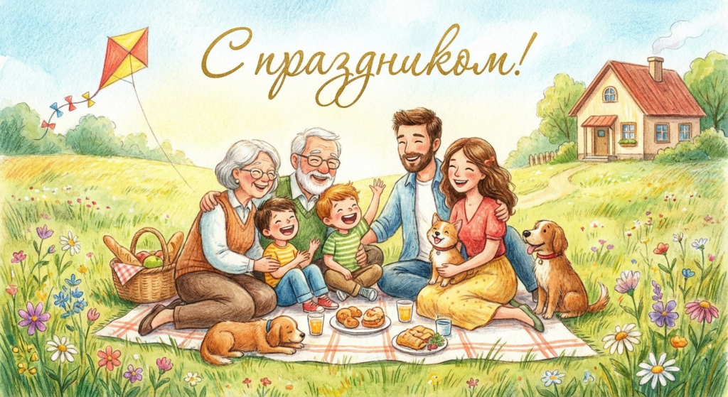 Создать открытку-картинку с поздравлением на Международный день семьи с помощью нейросети