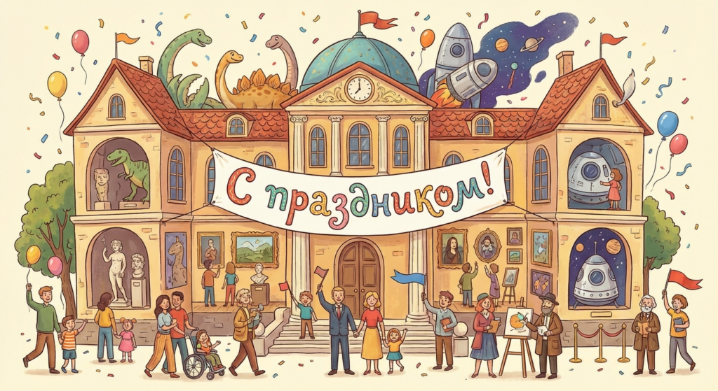 Создать открытку-картинку с поздравлением на Международный день музеев с помощью нейросети