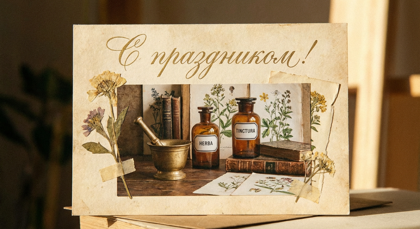 Создать открытку-картинку с поздравлением на День фармацевтического работника с помощью нейросети