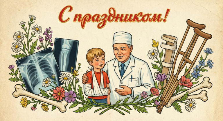 Создать открытку-картинку с поздравлением на День травматолога с помощью нейросети