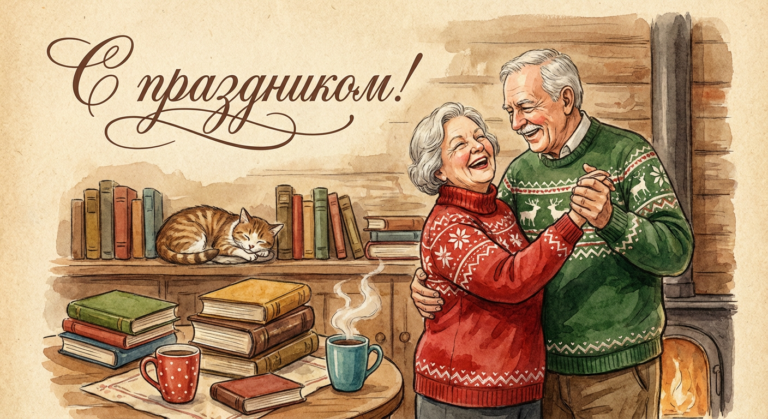 Создать открытку-картинку с поздравлением на День супруга с помощью нейросети