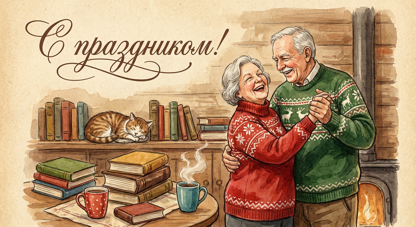 Создать открытку-картинку с поздравлением на День супруга с помощью нейросети