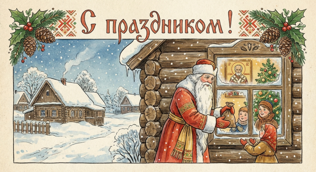 Создать открытку-картинку с поздравлением на Николин день с помощью нейросети