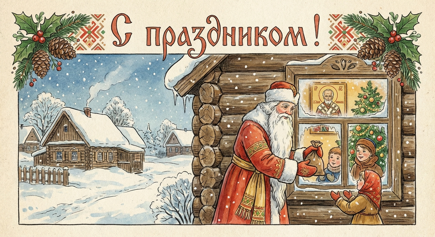 Создать открытку-картинку с поздравлением на Николин день с помощью нейросети