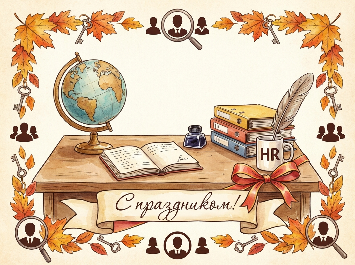 Создать открытку-картинку с поздравлением на День кадровика с помощью нейросети