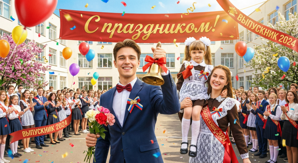 Создать открытку-картинку с поздравлением на Последний звонок с помощью нейросети