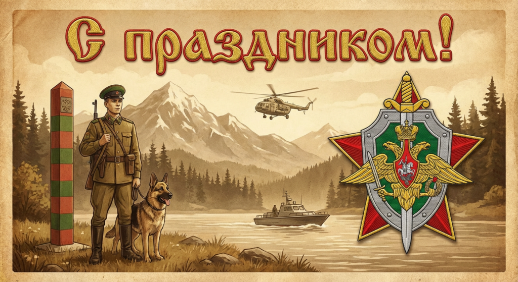 Создать открытку-картинку с поздравлением на День пограничника с помощью нейросети